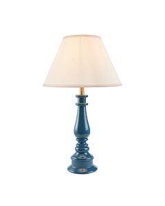 Endon Lighting - Myrtle & Ivy 30cm - 114944 - Blue Warm Brass Vintage White Table Lamp With Shade