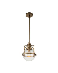 Quintiesse - Triocent - QN-TRIOCENT-P-NBR - Natural Brass Clear Seeded Glass IP44 Bathroom Ceiling Pendant Light