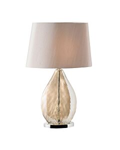 Endon Lighting - Kew - KEW-TLGO - Nickel Dark Wood Mink Table Lamp With Shade