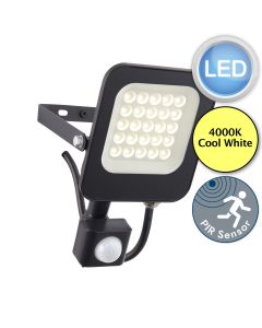 Saxby Lighting - Guard PIR Override - 108673 - LED Black Clear Glass IP65 Outdoor Sensor Floodlight