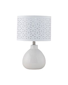 Tuscan - White Ceramic Lamp with White Cut Out Shade