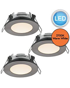 Nordlux - Set of 3 Leonis - 49160155 - LED Brushed Nickel White IP65 Bathroom Recessed Ceiling Downlights