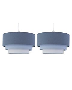 Set of 2 Gabi - Blue Ombre Linen 3 Tier Ceiling Light Shades