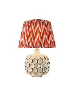 Endon Lighting - Borello & Zigzag 35cm - 116403 - Cream Crackle Aged Brass Orange Ceramic Table Lamp With Shade