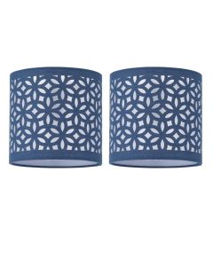 Set of 2 Navy Blue Laser Cut 15.5cm Table Lamp Shades