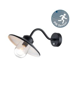 Elstead Lighting - Klampenborg - KLAMPENBORG-PIR-BK - Black Clear Glass IP44 Outdoor Sensor Wall Light