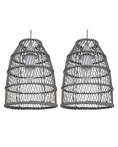 Set of 2 Bamboo - Grey Bamboo Easy Fit Pendant Shades