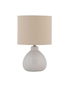 Tuscan - White Ceramic Lamp with Natural Linen Shade