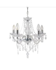 Clear and Chrome Marie Therese Style 5 x 40W Chandelier