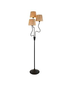 Endon Lighting - Wriggle - 114221 - Black Natural Raffia 3 Light Floor Lamp