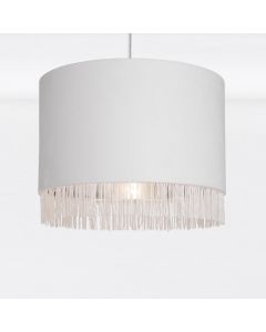 Off White Velvet With Chrome Inner Tassled Light Shade