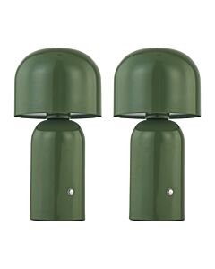 Christina - Sage Green LED Rechargeable Touch Table Lamps Twin Pack
