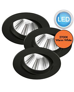 Nordlux - Set of 3 Fremont 3-Kit IP23 2700K - 47580103 - LED Black Recessed Ceiling Downlights