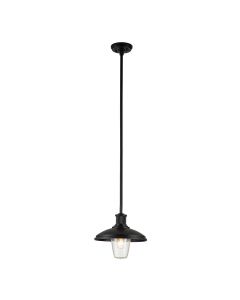 Kichler Lighting - Allenbury - KL-ALLENBURY-P-M-BKT - Black Clear Glass IP44 Outdoor Ceiling Pendant Light