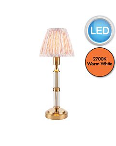 Endon Lighting - Morton Rechargeable & Leaf 16cm - 114840 - LED Aged Brass Peach Touch Table Lamp With Shade