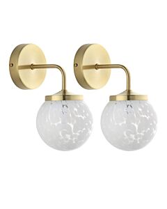 Set of 2 Lucie - Confetti Glass with Satin Gold Wall Lamps