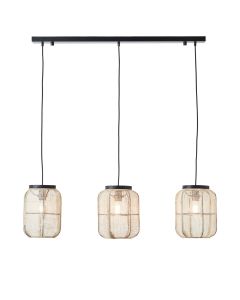 Endon Lighting - Zaire - 101779 - Black Natural 3 Light Ceiling Pendant Light