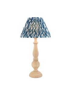 Endon Lighting - Hidcote & Ikat 30cm - 114756 - Natural Wood Aged Brass Blue Table Lamp With Shade