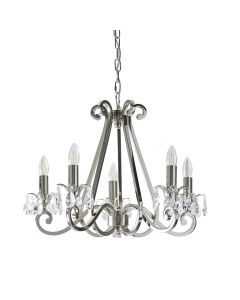 Interiors 1900 - Oksana - UL1P5N - Nickel Clear Crystal Glass 5 Light Chandelier