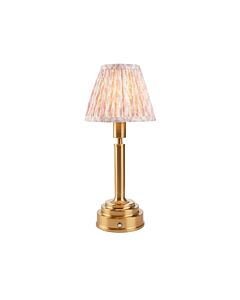 Endon Lighting - Upton Rechargeable & Leaf 16cm - 114880 - LED Aged Brass Peach Touch Table Lamp With Shade