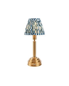 Endon Lighting - Upton Rechargeable & Ripple 16cm - 114874 - LED Aged Brass Blue Touch Table Lamp With Shade