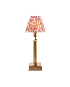 Endon Lighting - Trobridge Rechargeable & Ripple 16cm - 114863 - LED Aged Brass Pink Touch Table Lamp With Shade