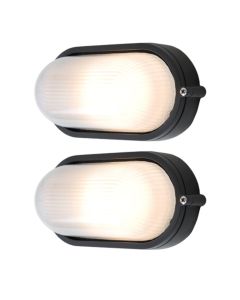 Set of 2 Echo - Black Opal IP44 Outdoor Bulkhead Lights