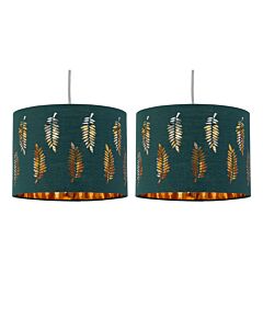 Set of 2 Fern - Dark Green Cut Out 30cm Pendant Lightshades