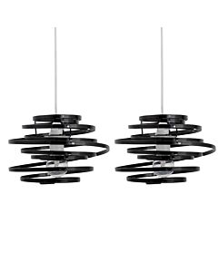 Set of 2 Black Metal Swirl Easy Fit Light Shades