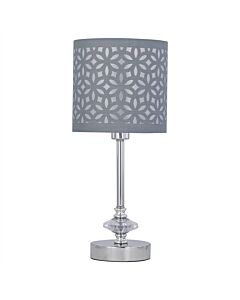 Chrome Jewelled Table Lamp with Grey Cut Out Shade