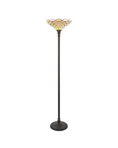 Interiors 1900 - Pearl - 64299 - Dark Bronze Tiffany Glass Uplighter Floor Lamp