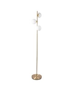 Satin Brass Floor Lamp with Opal Globe Shades