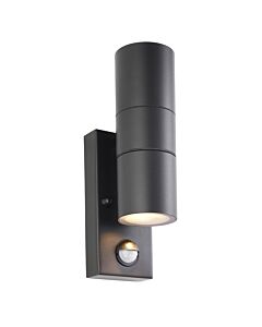 Saxby Lighting - Scope PIR/Photocell - 121033 - Black Clear Glass 2 Light IP65 Outdoor Wall Washer Light
