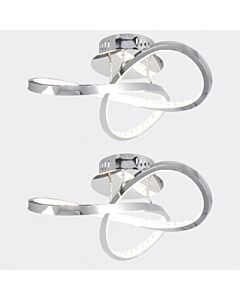 Set of 2 Jewelled Chrome LED Loop Ceiling Lights