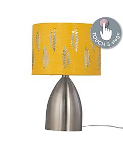 Valentina - Brushed Chrome Touch Lamp with Ochre Fern Shade