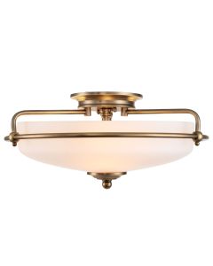 Quoizel Lighting - Griffin - QZ-GRIFFIN-F-WS - Brass Opal Glass 3 Light Flush Ceiling Light