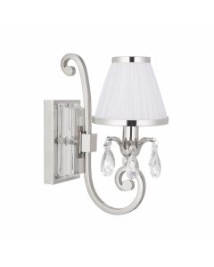 Interiors 1900 - Oksana - 63537 - Nickel Clear Crystal Glass White Pleated Wall Light