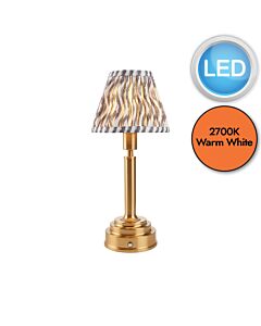 Endon Lighting - Upton Rechargeable & Ripple 16cm - 114881 - LED Aged Brass Grey Touch Table Lamp With Shade