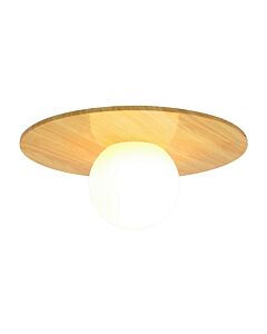 Nordlux - Siona - 2510016014 - Wood Effect Opal Glass IP44 Bathroom Ceiling Flush Light