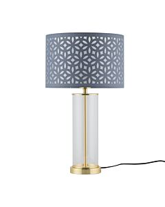 Aura - Satin Brass Table Lamp with Grey Cut Out Shade