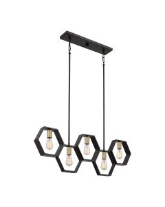 Quoizel Lighting - Bismarck - QZ-BISMARCK-ISLE-EK - Black Gold 5 Light Bar Ceiling Pendant Light