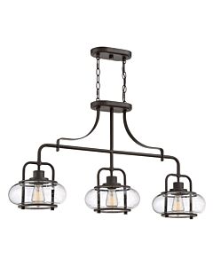 Quoizel Lighting - Trilogy - QZ-TRILOGY-ISLE-OZ - Black Clear Seeded Glass 3 Light Bar Ceiling Pendant Light