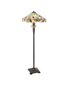 Interiors 1900 - Willow - 64383 - Dark Bronze Tiffany Glass 2 Light Floor Lamp