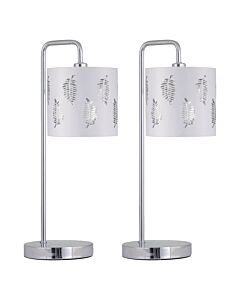 Set of 2 Arched Table Lamps with White Fern Shades