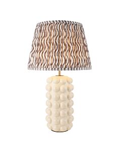 Endon Lighting - Bobble & Ripple 35cm - 116387 - White Crackle Aged Brass Grey Ceramic Table Lamp With Shade