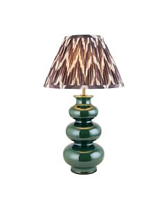 Endon Lighting - Monroe & Zigzag 30cm - 116468 - Green Aged Brass Grey Ceramic Table Lamp With Shade