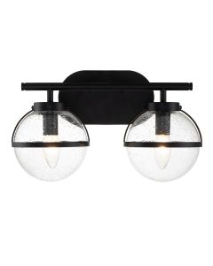 Hinkley Lighting - Hollis - HK-HOLLIS2-C-BK-BATH - Black Clear Seeded Glass 2 Light IP44 Bathroom Wall Light