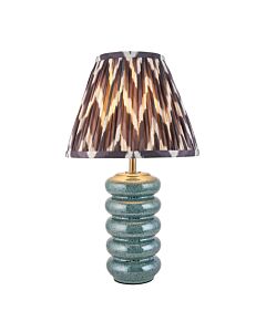 Endon Lighting - Squash & Zigzag 25cm - 116484 - Ocean Spray Aged Brass Grey Ceramic Table Lamp With Shade