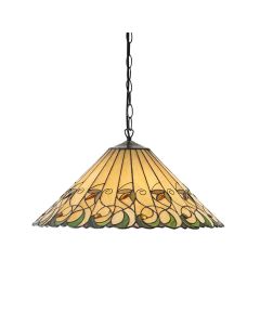 Interiors 1900 - Jamelia - 64194 - Dark Bronze Tiffany Glass 3 Light Ceiling Pendant Light