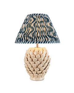 Endon Lighting - Layered Leaf & Ripple 30cm - 116408 - Cream Crackle Aged Brass Blue Ceramic Table Lamp With Shade